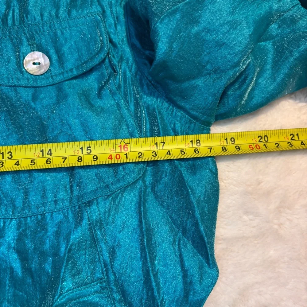 Women's Teal Utility Jacket with Mandarin Collar